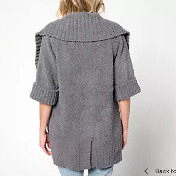 Barefoot Dreams CozyTwist Short Sleeve Sweater Coat 1X NWT Dew Drop Gray - Picture 2 of 13